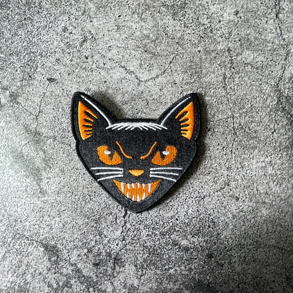 Halloween Black Cat Iron On Embroidered Patch